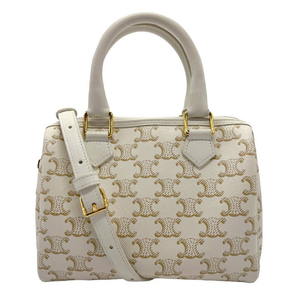 Celine Handbags - Celine Triomphe Handbag Canvas White